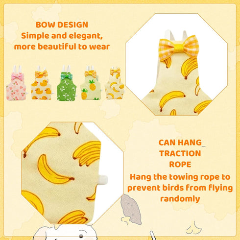 ZHLKHIOP 5-Piece Set with Cherry,Bird Diaper, Chicken Diaper, Chicken Diapers for Indoor Chickens, Pineapple, Yellow