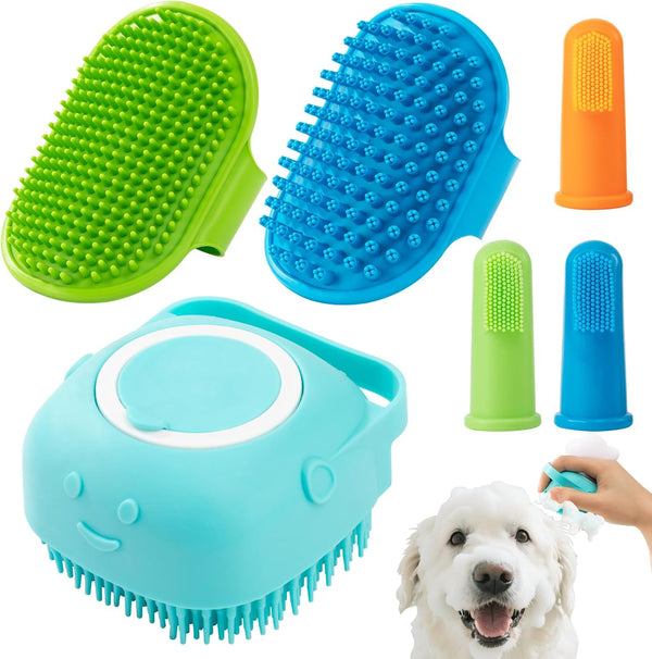 ondware 6PCS Dog Bath Brush Set, Dogs Scrubber for Short and Long
