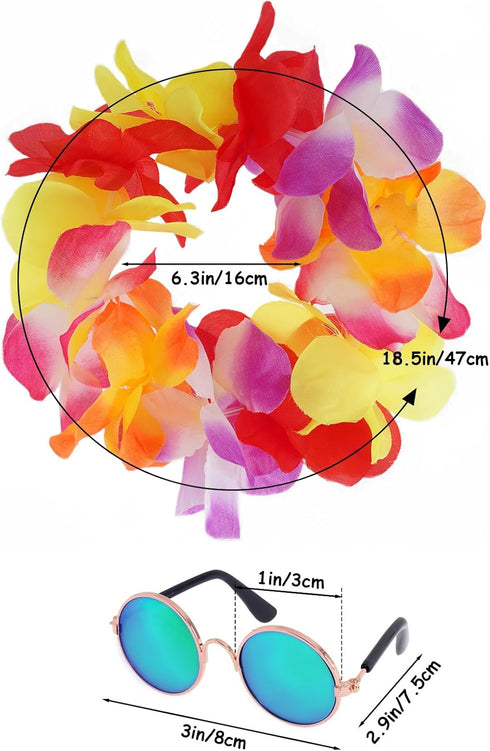 3 Pieces Pet Dog Hawaiian Costume, Summer Shirts for Small Medium Dogs with Funny Sunglasses