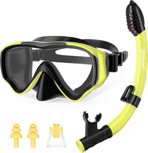 UPhitnis U PHITNIS Kids Snorkel Set for Age 4-14 - Dry Top Snorkeling