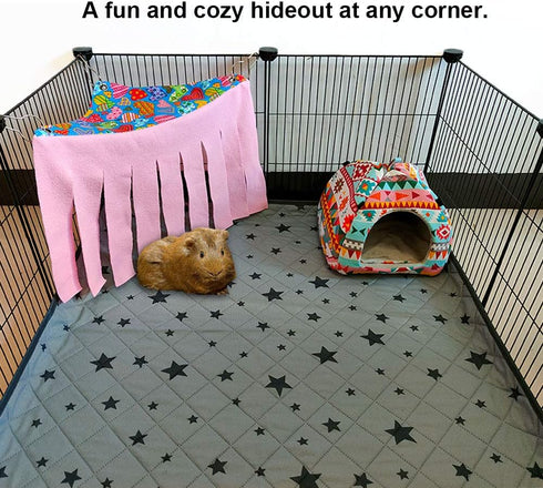 RIOUSSI Guinea Pig Hideout Hideaway Corner Fleece Toys - Cage Accessories with Reversible Sides