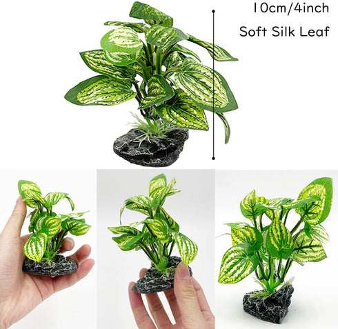 Smoothedo-Pets Aquarium Plants Betta Fish Tank Decorations, 4inch/2pcs Soft Silk Artificial Plant for Fish Hides