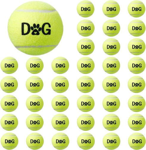 40 Pack Tennis Balls for Dogs - 2.5 Inch Easy Catching Fetch Toys with Carry Bags for Training and Exercise