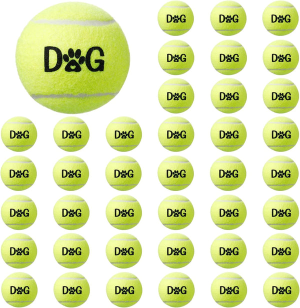 40 Pack Tennis Balls for Dogs - 2.5 Inch Easy Catching Fetch Toys with Carry Bags for Training and Exercise