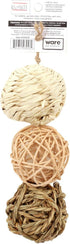 Ware Manufacturing Small Pet Nature Chew Balls Value Pack, Pack of 3 with Bell