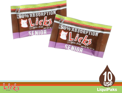Licks Pill-Free Senior Cat Supplement - Joint Support & Digestion for Older Cats - 10 Use
