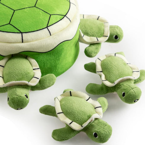 Hollypet Squeaky Dog Toy, Interactive Plush Hide and Seek Toy for Small Medium Dogs, Puppy Teeth Cleaning Turtles