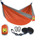SZHLUX Double & Single Camping Hammock with 2 Tree Straps, Portable for Hiking, Backpacking, Outdoor, Beach, Orange/Grey