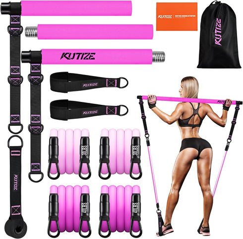 Pilates Bar Kit with Resistance Bands, Multifunctional Equipment for Women & Men, Home Gym Strength Training