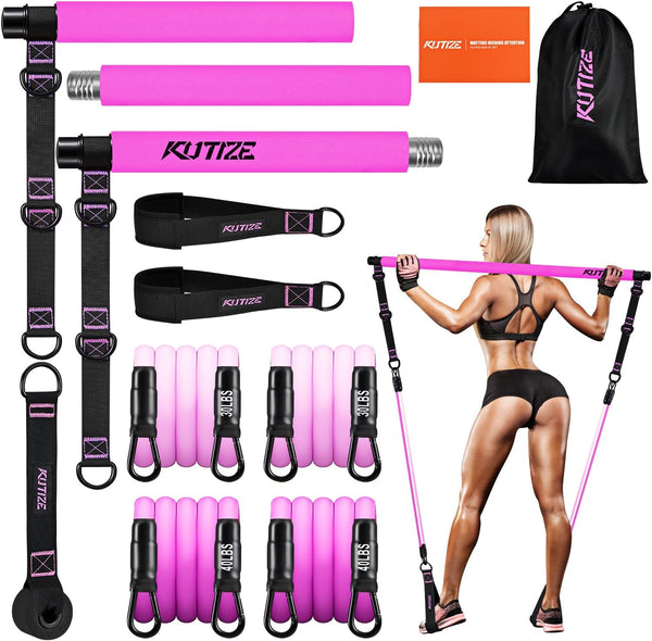 Pilates Bar Kit with Resistance Bands, Multifunctional Equipment for Women & Men, Home Gym Strength Training
