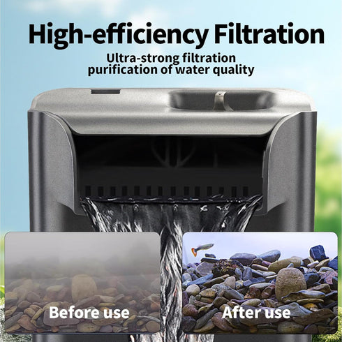 Upgraded Turtle Tank Filter, Adjustable Internal Aquarium Filters, Quiet Reptile Waterfall Filter for Shrimp Frog
