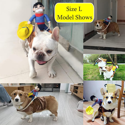 SEIS Pet Riding Costume, Cowboy Rider Dog Apparel, Novelty Pet Supplies, Halloween, Large