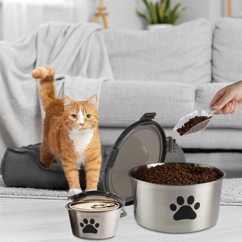 Lolytama Container,118 oz Containers,2 Canned Cat Food Storage Cat Food Storage Container with Airtight Lid,Stainless