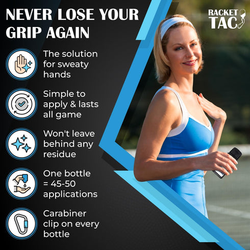Racket Tac Clear Tennis Grip Lotion - Grip Enhancer for Tennis, Pickleball, Racquetball, Badminton
