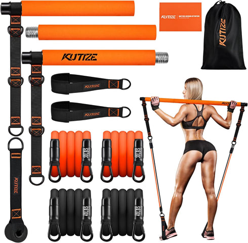 Pilates Bar Kit with Resistance Bands, Multifunctional Equipment for Women & Men, Full-Body Workouts