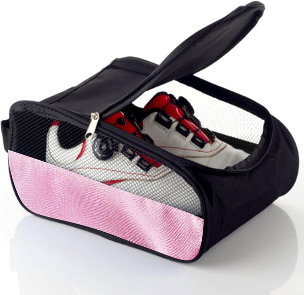 Golf Shoe Bag, Zippered Carrier Bags for Men/Women with Ventilation, Outdoor Travel Shoe Bags (Light Pink)