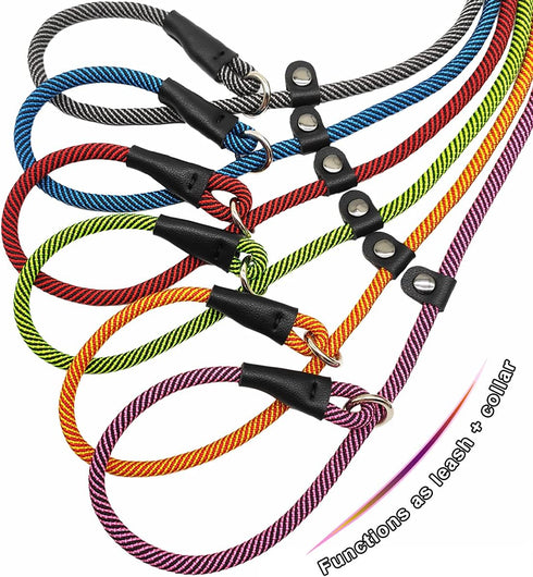 8FT Slip Lead Dog Leash, 1/3” Strong Rope Dog Leash, Adjustable No- Pull Small Dog Leash for Puppy, Small and Medium Pets