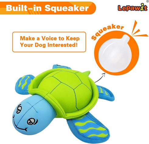 Dog Pool Toys, Floating Squeaky Water Toys for Small and Medium Dogs, Interactive Outdoor Beach Toys - Turtle