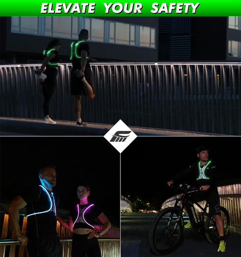 SPIDER Reflective Lighted Running Vest - 360° Visible, Ultralight, Fully Adjustable Size XS-3XL, Phone Pocket for Safe