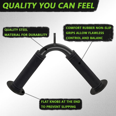 Tricep Press Down Bar, V Bar Cable Attachment, Steel with Non-Slip Rubber Grip