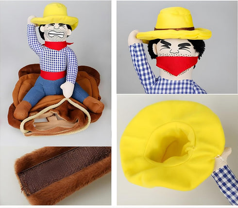 NACOCO Dog Costume for Dogs - Cowboy Rider Knight Style with Doll and Hat for Halloween Day (S)