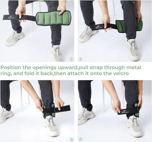 Sportneer Adjustable Ankle Weights 1 Pair, 2 4 6 8 10 Lbs Leg Weight Straps for Women Men, Weighted Ankle Weights Set