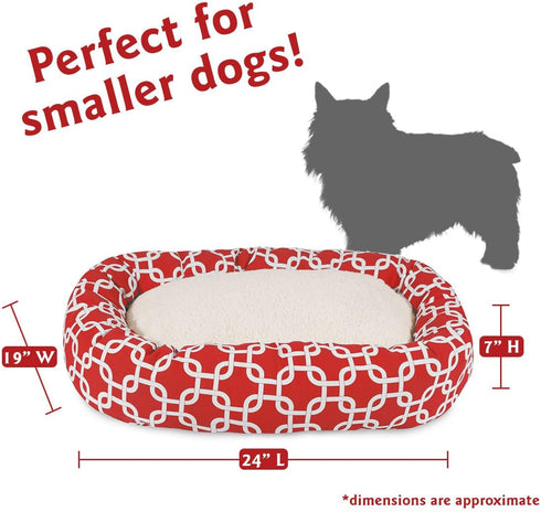 24 Inch Red Links Sherpa Bagel Dog Bed