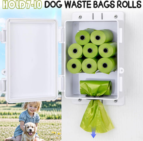 Commercial-Grade Heavy Duty Dog Poop Bag Dispenser, Wall Mountable & Waterproof Outdoor Organizer for Home, Yard