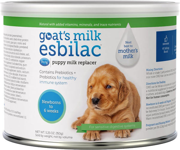 Pet-Ag Goat’s Milk Esbilac Powder - 5.25 oz - Powdered Puppy Formula with Prebiotics, Probiotics & Vitamins for Puppies