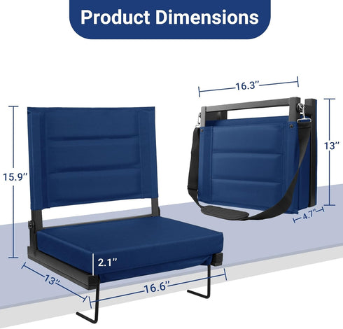 Maeytau Stadium Seats for Bleachers with Back Support, Portable Bleacher Seats with Thick Padded Cushion and Shoulder