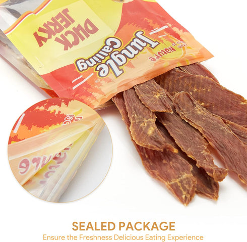 Jungle Calling Dog Treats, Duck Jerky for Dogs, Slow Roasted Chewy Training Snacks for Medium and Large Dogs, 10.6 oz