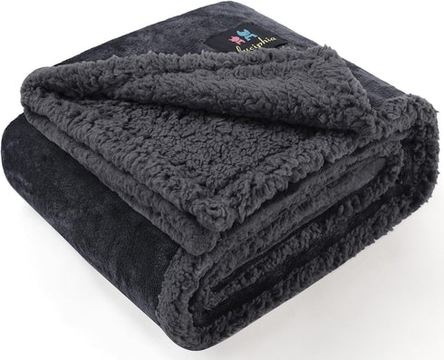 Luciphia Waterproof Blanket for Large Dogs, Washable Reversible Pet Bed Cover, Soft Sherpa Fleece, Grey Small (40" x