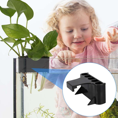 2pcs Aquarium Plant Holder, 5 Holes Top Rimmed Floating Planter Box for Fish Tank Decorations