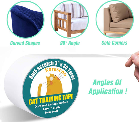 Anti Cat Scratch Tape, 3 inches x 30 Yards, 100% Transparent Double Sided Cat Scratch Deterrent Tape for Furniture