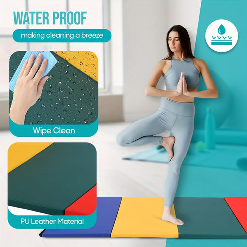 4-Panel 4'x8'x2'' Folding Gymnastics Mat Yoga Mats Exercise Mat Gym Mat for Home Aerobics Workout Foldable Tumbling Mat