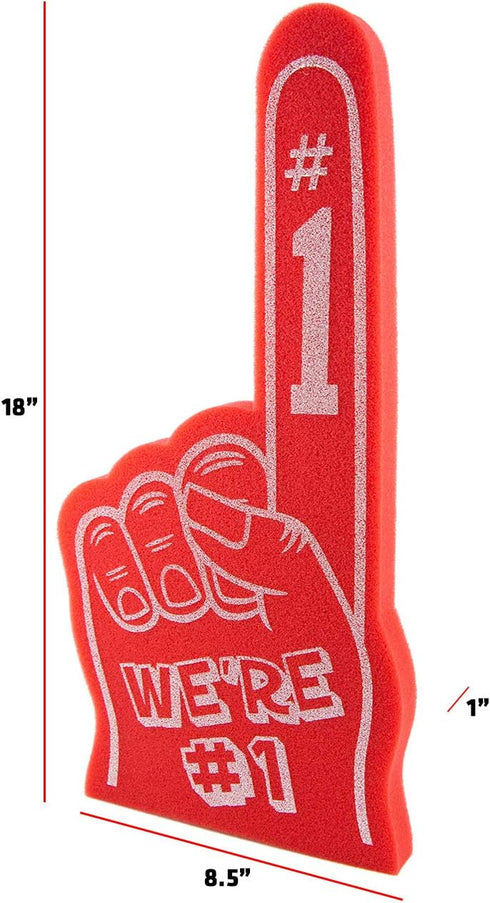Giant 18 Inch Foam Finger - We're Number 1 Hand for Cheerleading, Sports Events, Vibrant Celebration Colors