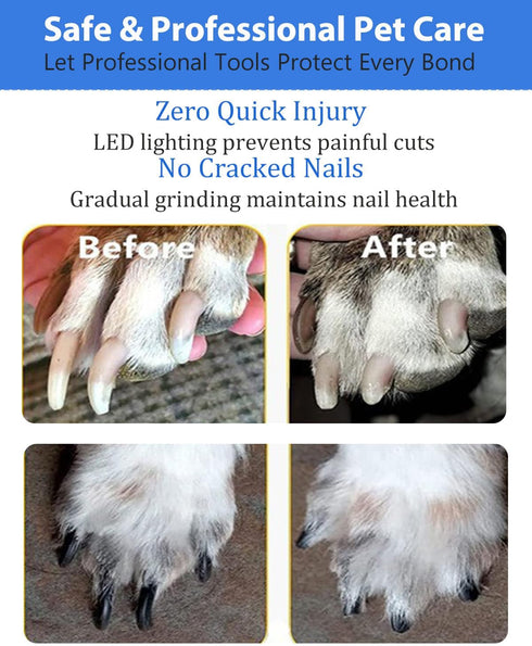 2 2 Electric Dog Nail Grinder with Level LED Lights, Speed Super Quiet and Low Vibration Electric Cat Nail Grinder