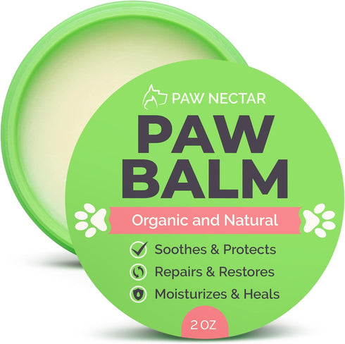 Natural Lick Safe Dog Paw Balm - 100% Organic Moisturizer & Soother for Dry Cracked Paws, 2oz