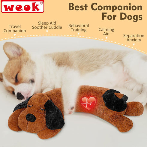 WEOK Puppy Heartbeat Toy for Separation Anxiety Relief, Heartbeat Stuffed Animal Anxiety Calming Behavioral Aid Plush