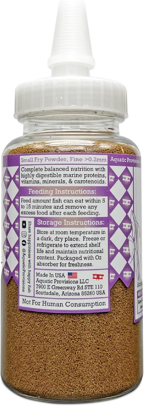 Small Fry Fish Food Powder 3.17 oz for Breeding and Raising Newborn and Juvenile Freshwater Aquarium Species