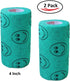 Vet Wrap Tape (Teal with Smiles) (2 Pack) (2 Inch x 15 feet) Self-Adhesive Cohesive Flex Bandage for Pets