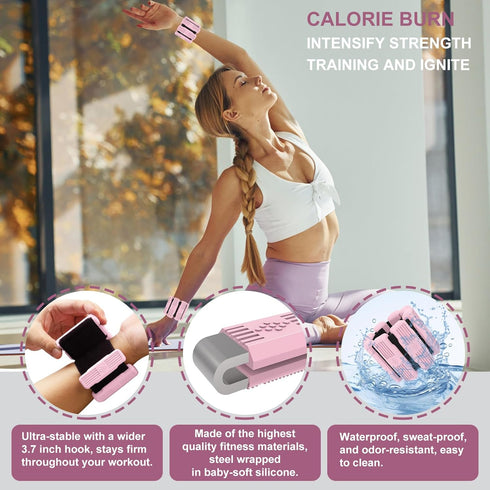 Pilates Wrist & Ankle Weights for Women, Adjustable Set of 2 (1Lbs Each) for Walking, Yoga, Dance