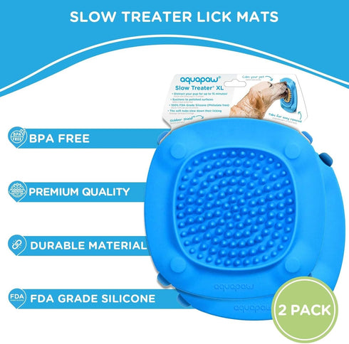 Aquapaw Premium 2-Pack Dog Lick Mat with Suction Cups, Slow Feeder for Treats & Peanut Butter, Blue