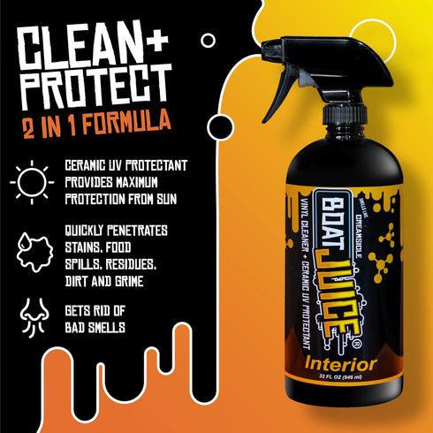 32oz Boat Juice Interior & Exterior Boat Cleaner Bundle - Boat Water Spot Remover, Boat Seat Cleaner, Boat Cleaning
