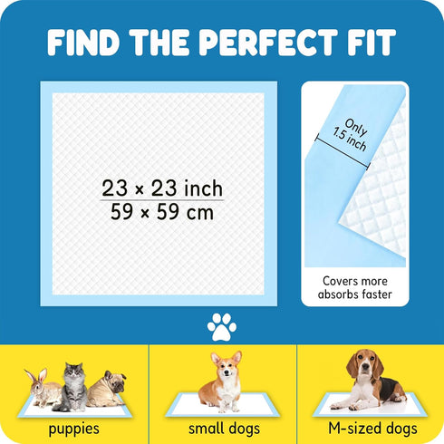 23" 23", 6-Layer 100 Count MoMoCo Puppy Pads x Super Absorbent Dog Pee Pads, Leak-Proof Dog Training Pads for Hardwood