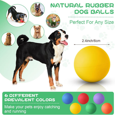 12 Pieces Colorful Rubber Dog Balls Tennis Balls for Fetch Training, 2.4 Inch Interactive Bounce and Floatable
