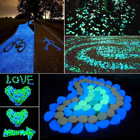 100 Pcs Colorful Glow in The Dark Pebbles for Fish Tank, Aquarium & Garden Walkway