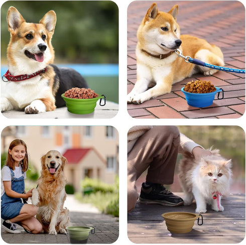 PetBonus 2-Pack Large Silicone Collapsible Dog Bowls, 34oz BPA Free Portable Travel Bowl for Cats and Dogs