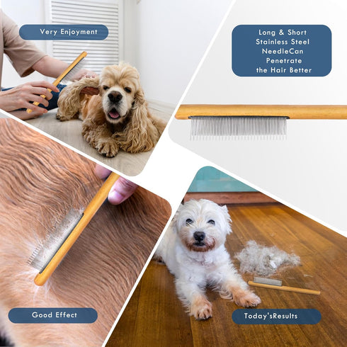 Dog Slicker Brush for Medium or Long Haired Dogs, Long Pin Brush for Loose Hair, Tangles, Knots, Best Grooming Brush