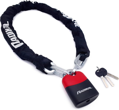RADIKAL RK4120 Motorcycle Chain Lock, Cemented Steel, 3.93ft Long, High Security Padlock